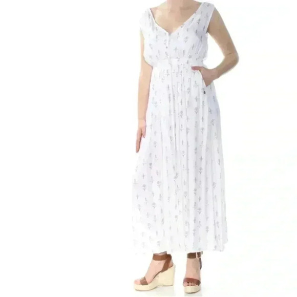 ROXY WHITE EMPIRE WAIST MAXI DRESS SIZE SMALL - Picture 1 of 11